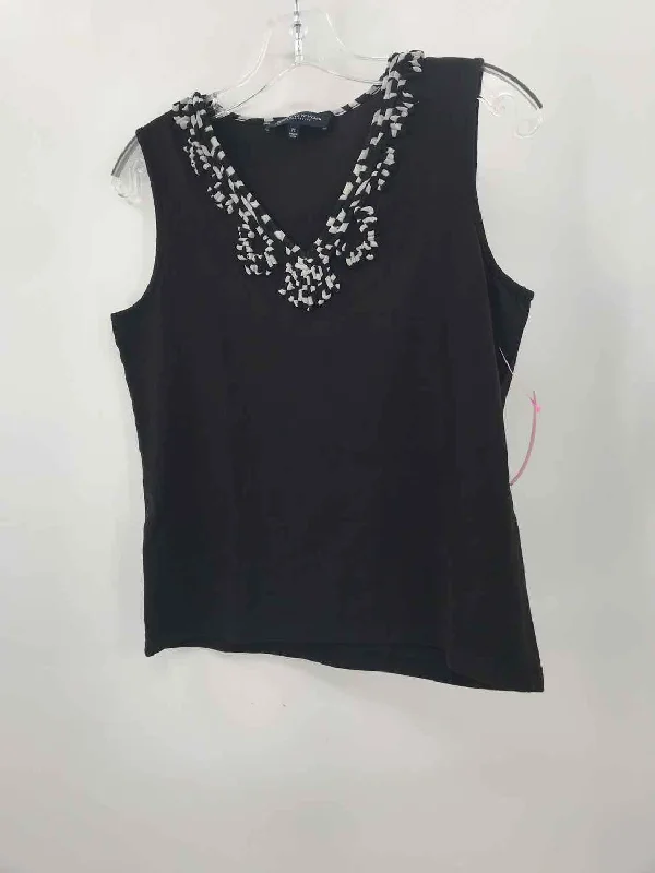 Pre-Owned Jones NY Black Size Small P Tank Top print tank top