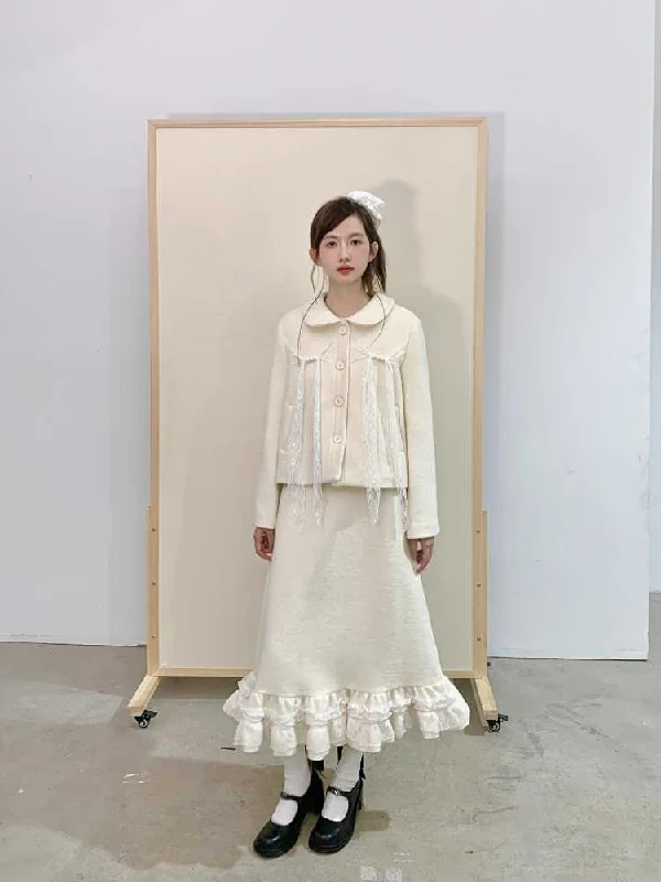 Lace wool coat and skirt【s0000010373】 zip skirt side
