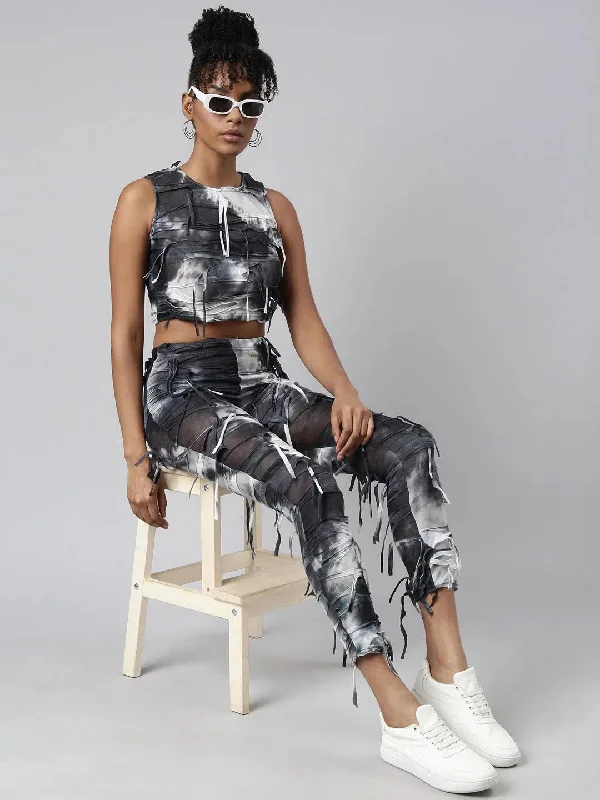 Women White Dyed Top & Trousers Set-CHN-2237-White Trousers Summer Linen