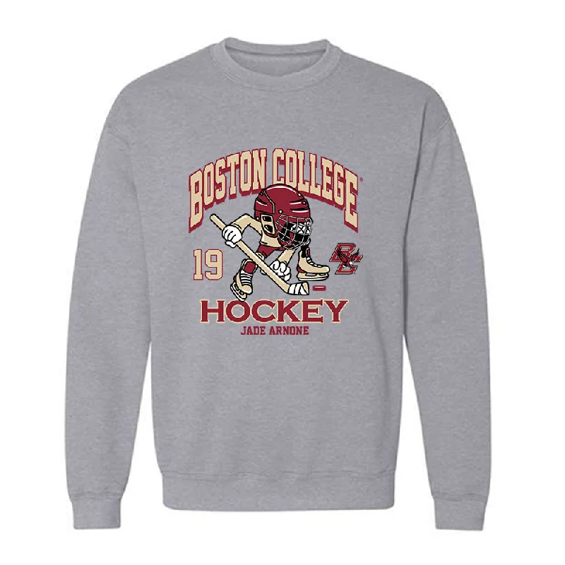 Boston College - NCAA Women's Ice Hockey : Jade Arnone - Crewneck Sweatshirt Fashion Shersey Hoodie with Velcro Closure Adjustable Secure Boston College - NCAA Women's Ice Hockey : Jade Arnone - Crewneck Sweatshirt Fashion Shersey Hoodie with Velcro Closure Adjustable Secure