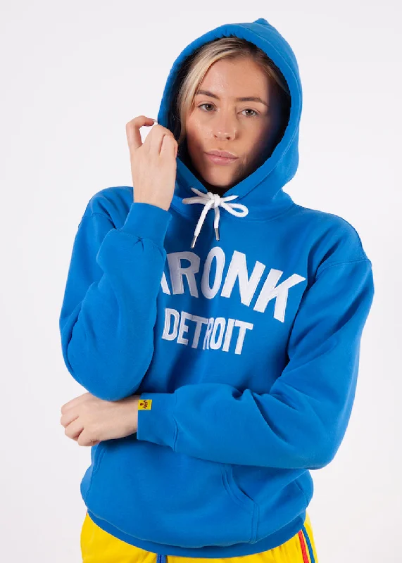 KRONKWOMEN Detroit Applique Hoodie Regular Fit Royal Blue Hoodie with Mock Neck Collared Structured KRONKWOMEN Detroit Applique Hoodie Regular Fit Royal Blue Hoodie with Mock Neck Collared Structured