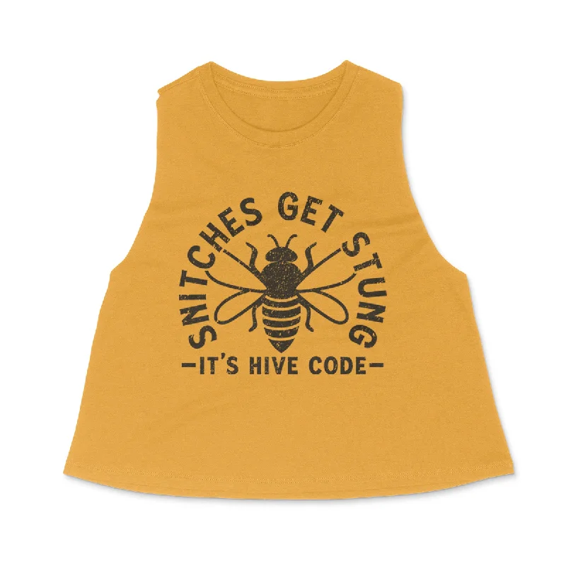 SNITCHES GET STUNG Women's Racerback Cropped Tank cozy tank top