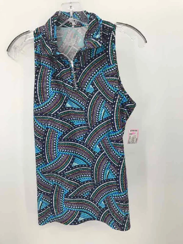 Pre-Owned Tzu Tzu Black Size Medium Printed Tank Top gym tank top