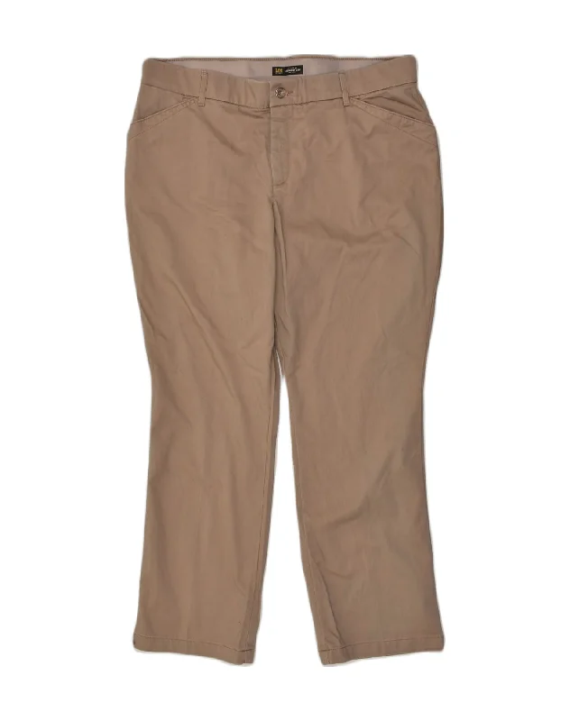 LEE Womens Straight Casual Trousers US 18 2XL W38 L30 Brown Cotton Trousers Prom Sequined LEE Womens Straight Casual Trousers US 18 2XL W38 L30 Brown Cotton Trousers Prom Sequined