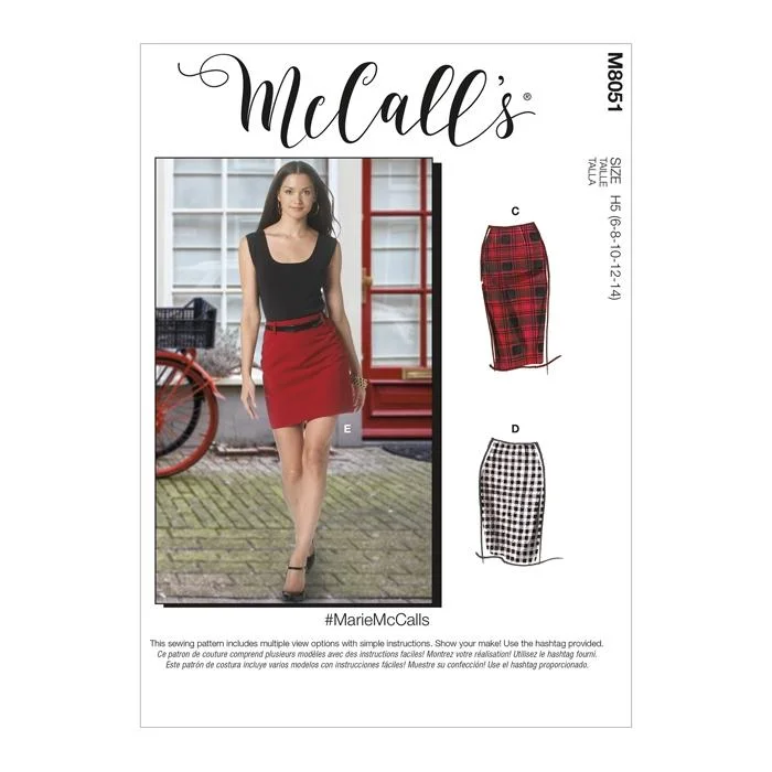 McCall's Pattern M8051 Misses' Pencil Skirts In Five Lengths lace skirt romantic