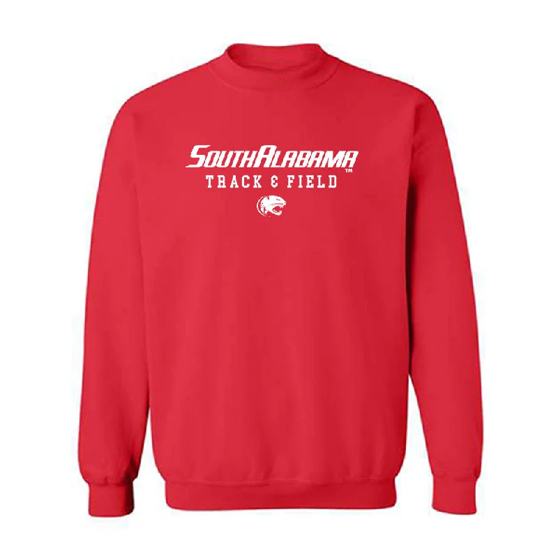 South Alabama - NCAA Women's Track & Field : Morgan Mathews - Classic Shersey Crewneck Sweatshirt Hoodie with Belted Waist Structured Tailored