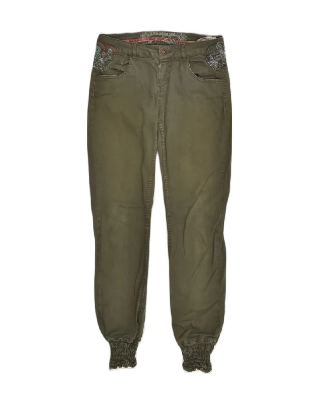DESIGUAL Womens Slim Fit Joggers Casual Trousers W28 L30 Khaki Floral Trousers Plaid Checkered DESIGUAL Womens Slim Fit Joggers Casual Trousers W28 L30 Khaki Floral Trousers Plaid Checkered