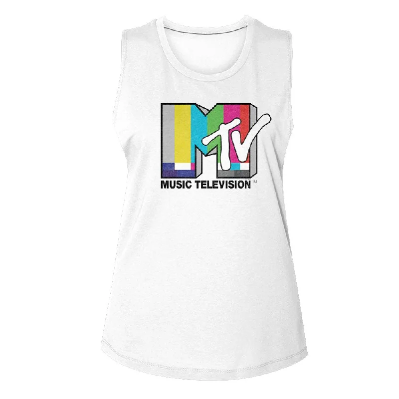 MTV Eye-Catching Tank Top, Test Card Logo boho tank top