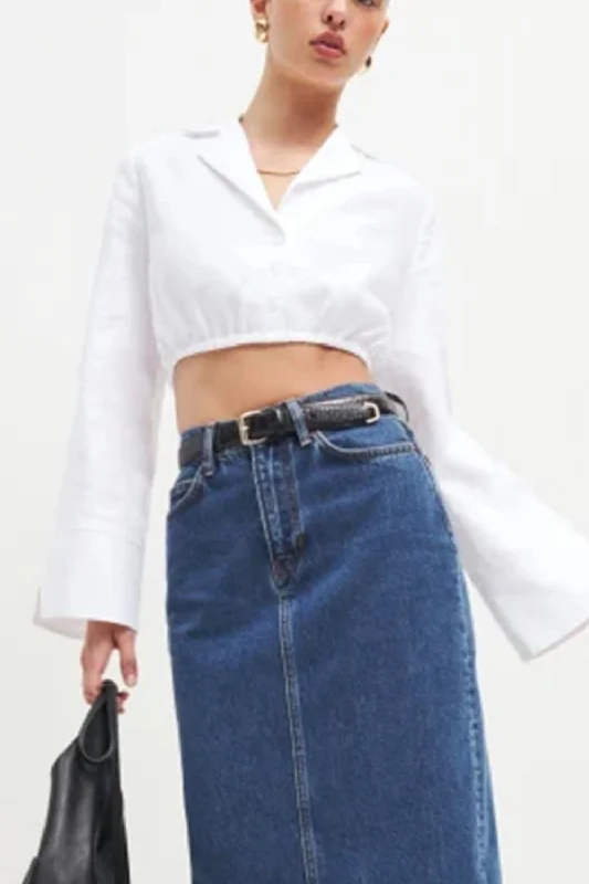 Bermondsey White Crop Top Print Jacquard Patchwork