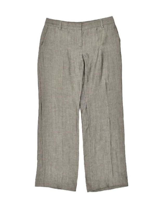 MASSIMO DUTTI Womens Straight Suit Trousers W30 L30  Grey Viscose Cropped Trousers Casual Linen