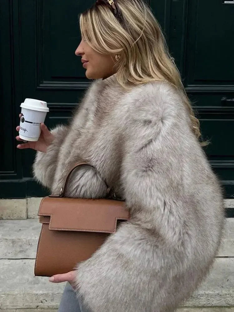 Advbridge Fluffy Faux Fur Coat For Women Winter Elegant Loose Long Sleeve Jacket Female Luxury Thick Lady High Street Outerwear Wool Fabric Cashmere Fabric Tweed Fabric Advbridge Fluffy Faux Fur Coat For Women Winter Elegant Loose Long Sleeve Jacket Female Luxury Thick Lady High Street Outerwear Wool Fabric Cashmere Fabric Tweed Fabric