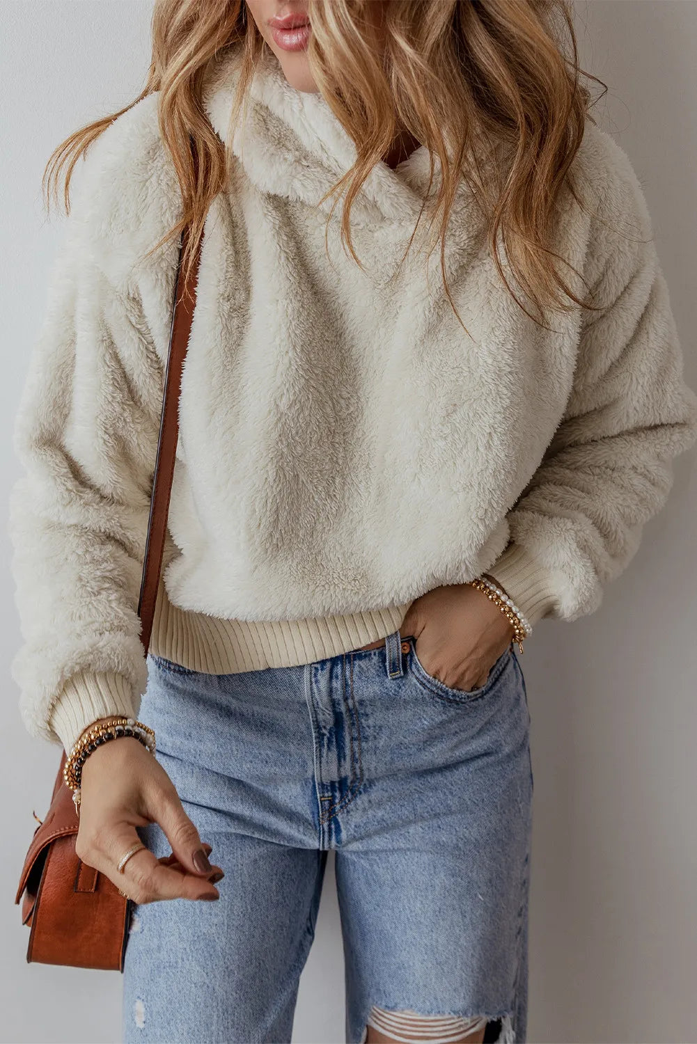 Hazel Blues® | Fuzzy Dropped Shoulder Long Sleeve Hoodie Hoodie with Ribbed Neckline Snug Warm Hazel Blues® | Fuzzy Dropped Shoulder Long Sleeve Hoodie Hoodie with Ribbed Neckline Snug Warm