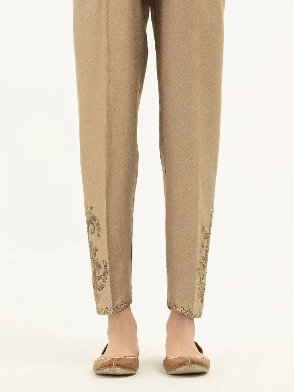 Embroidered Satin Trousers(Pret) Trousers Wedding White