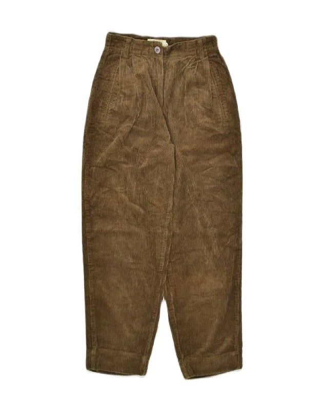 SISLEY Womens Relaxed Fit Tapered Corduroy Trousers W24 L26 Brown Cotton Cropped Trousers Casual Linen SISLEY Womens Relaxed Fit Tapered Corduroy Trousers W24 L26 Brown Cotton Cropped Trousers Casual Linen