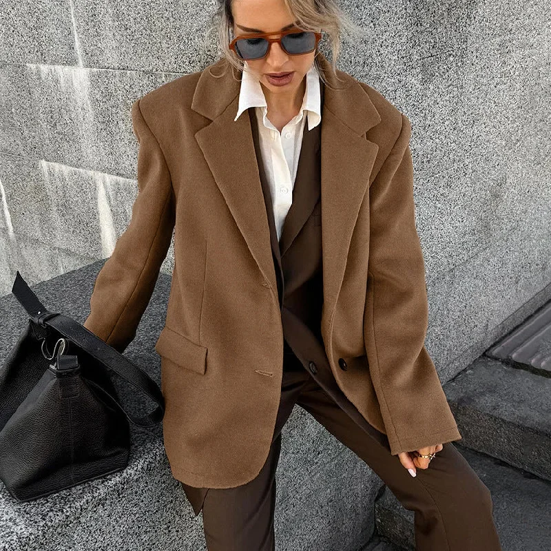 Advbridge Fall outfits Brown Woolen Overcoat for Women 2024 Winter French Retro Loose Thickened Casual Suit Jacket Old Money Style Wear Bomber Jacket Anorak Windbreaker Advbridge Fall outfits Brown Woolen Overcoat for Women 2024 Winter French Retro Loose Thickened Casual Suit Jacket Old Money Style Wear Bomber Jacket Anorak Windbreaker