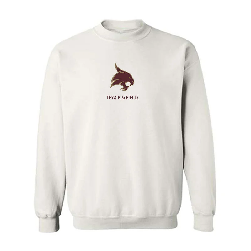 Texas State - NCAA Women's Track & Field : Sydney Magennis - Crewneck Sweatshirt Hoodie with Hem Frayed Vintage Worn