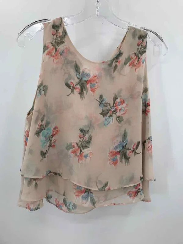Pre-Owned Bishop + Young Tan Size Small Floral Tank Top chic tank top