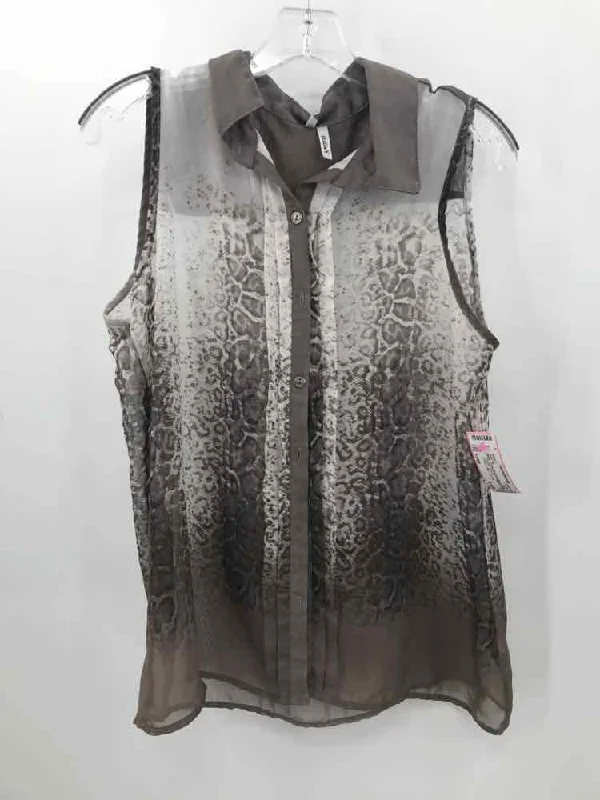 Pre-Owned Studio Y Grey Size Large Button Down Tank Top bronze tank top
