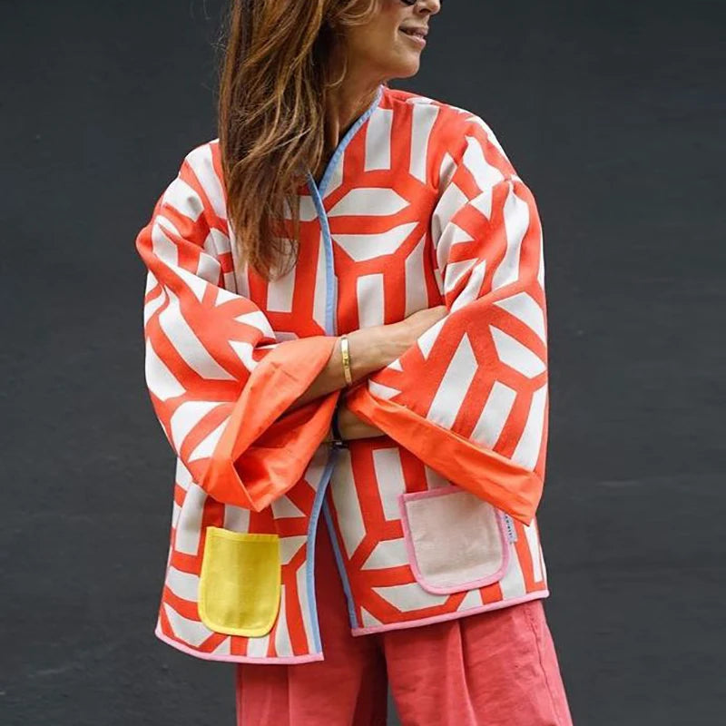 Advbridge Autumn Winer Women Coat Geometric Print Casual Jackets For Women Fashion Long Sleeve Outerwear Denim Jacket Leather Jacket Suede Jacket Advbridge Autumn Winer Women Coat Geometric Print Casual Jackets For Women Fashion Long Sleeve Outerwear Denim Jacket Leather Jacket Suede Jacket