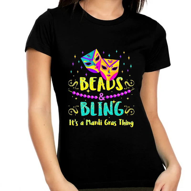 Beads and Bling It's a Mardi Gras Thing Shirts Mardi Gras Shirt New Orleans Mardi Gras Outfit for Women Chenille Blend Fleece Blend Nylon Blend