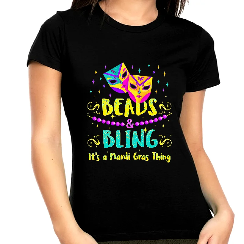 Beads and Bling It's a Mardi Gras Thing Shirts Plus Size Mardi Gras Shirt Plus Size Women Mardi Gras Outfit Satin Fabric Silk Fabric Chiffon Fabric