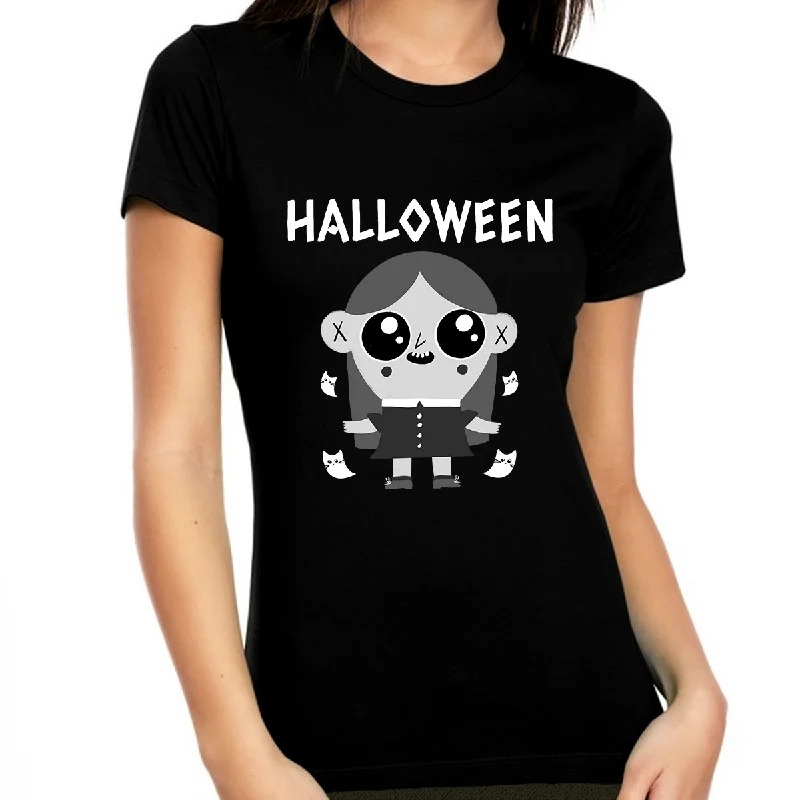Black and White Halloween TShirts Women Girl Halloween Shirts for Women Halloween Clothes for Women Real Fur Shearling Chenille