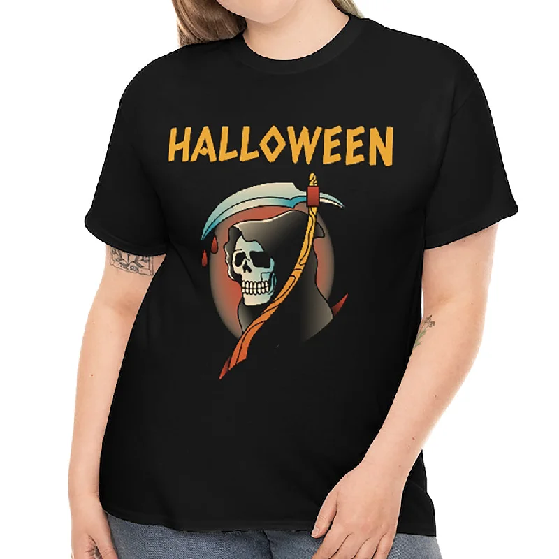 Bloody Skeleton Shirt Women Plus Size 1X 2X 3X 4X 5X Grim Reaper Shirt Halloween Costumes for Plus Size Women Casual Formal Business
