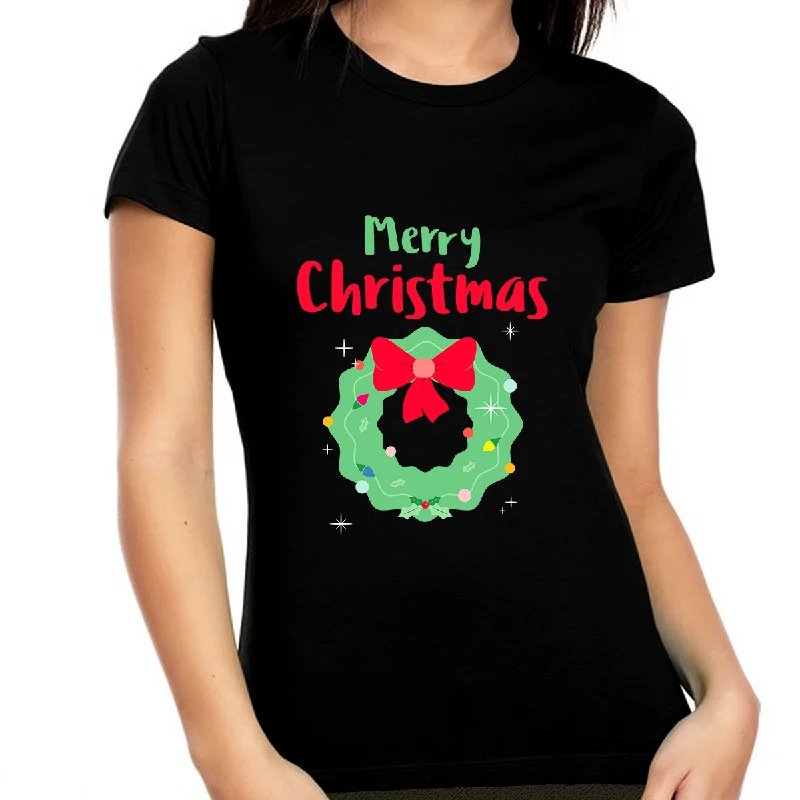 Christmas Mistletoe Christmas TShirts for Women Christmas Tshirt Funny Christmas Shirt Christmas PJs Chenille Brocade Lace