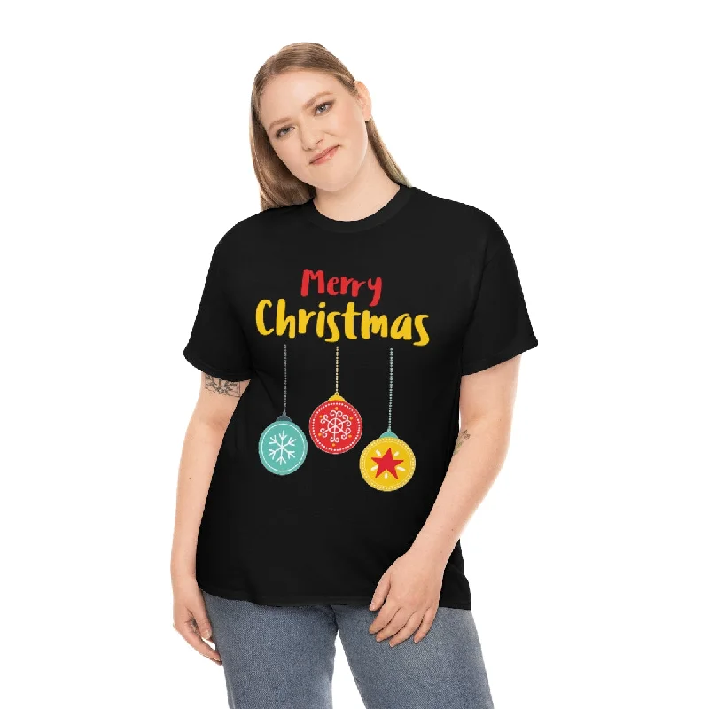 Christmas Ornaments Plus Size Christmas Shirts for Women Plus Size Christmas Shirt Funny Christmas Shirt Ribbed T-Shirt High Neck Heavyweight