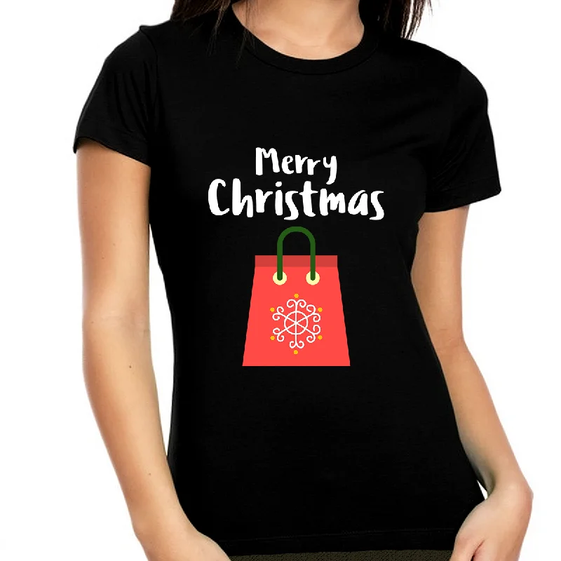 Christmas Shopping Womens Christmas Shirt Christmas TShirts for Women Christmas Gift Womens Christmas PJs Cozy Warm Stylish