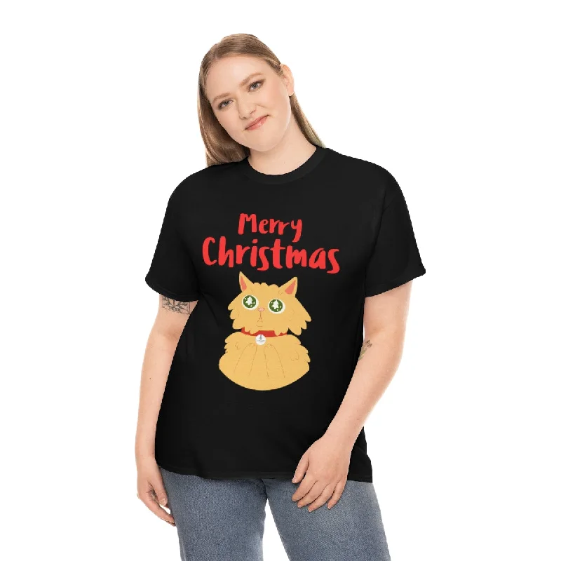 Cute Cat Funny Plus Size Christmas Shirts for Women Plus Size Christmas T Shirts for Women Plus Size V-Neck T-Shirt Long Sleeve Cotton