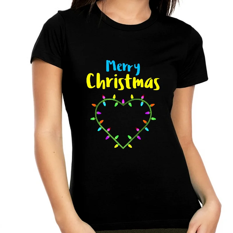 Cute Heart Cute Christmas Shirts for Women Christmas Clothes for Women Christmas Shirt Christmas Gifts Zippered Buttoned Snapped