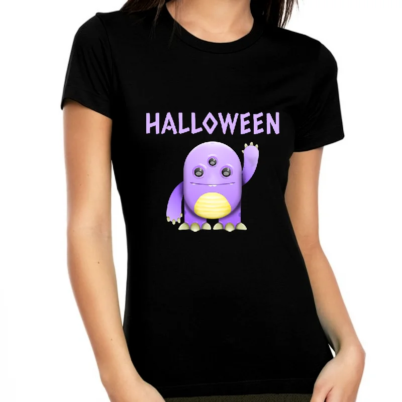 Cute Purple Monster Shirt Halloween Shirts for Women Cute Womens Halloween Shirts Halloween Tops for Women Seamless Knitted Crochet