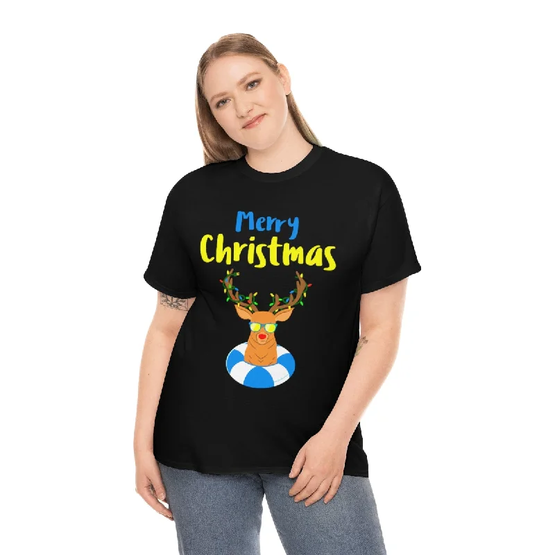 Cute Reindeer Funny Plus Size Christmas Shirts for Women Plus Size Christmas PJs Womens Christmas Shirt Front Pockets Side Pockets Patch Pockets
