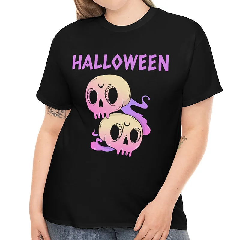 Cute Skulls Plus Size Halloween Shirts for Women Purple Skull Shirt Plus Size Halloween Costumes for Women Modern Contemporary Chic