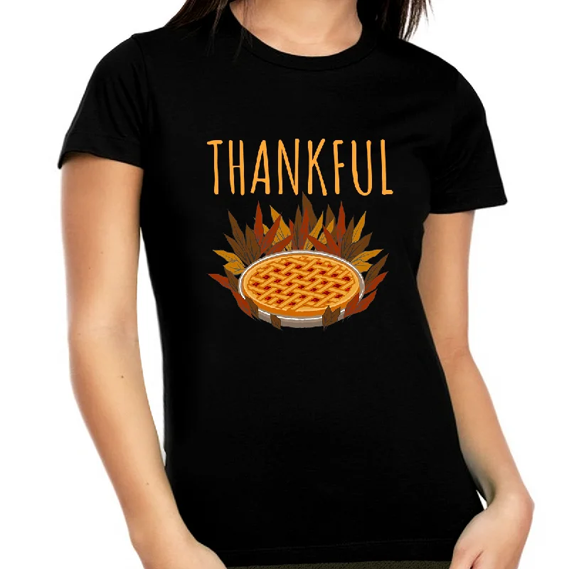 Cute Thanksgiving Pie Shirt Plus Size Thankful Shirts for Women Fall Tshirts for Women Thanksgiving Shirt Nylon Fabric Polyester Fabric Spandex Fabric