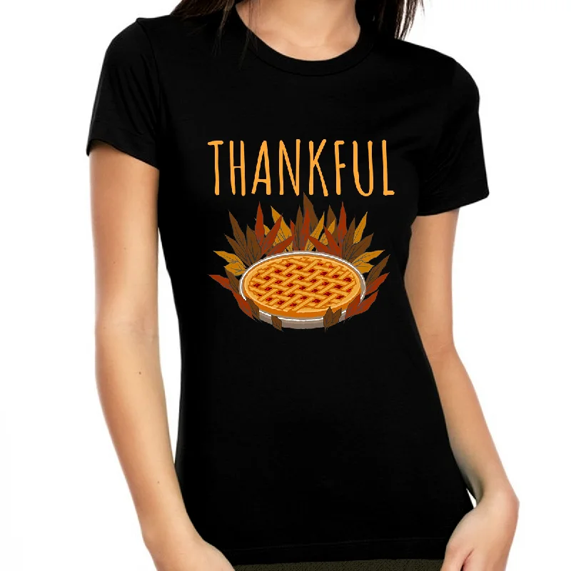 Cute Thanksgiving Pie Shirt Thankful Shirts for Women Fall Tshirts for Women Funny Thanksgiving Shirt Anti-Pilling Machine Wash Handmade