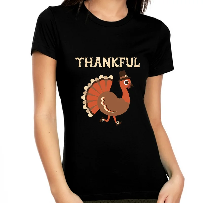 Cute Thanksgiving Shirt Funny Turkey Shirt Thanksgiving Outfit Fall Shirt Cute Thankful Shirts for Women Cashmere Blend Cotton Blend Poly Blend