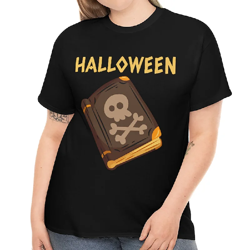 Evil Spell Book Plus Size Halloween Shirts for Women Skull Book Evil Halloween Costumes for Plus Size Women Graphic Embroidered Appliqued Evil Spell Book Plus Size Halloween Shirts for Women Skull Book Evil Halloween Costumes for Plus Size Women Graphic Embroidered Appliqued