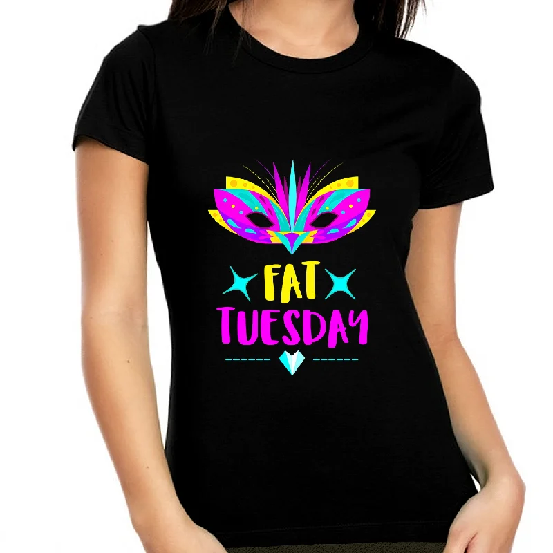 Fat Tuesday Mask Mardi Gras Shirts for Women Fat Tuesday Shirts New Orleans Mardi Gras Outfit for Women Cashmere Blend Cotton Blend Poly Blend