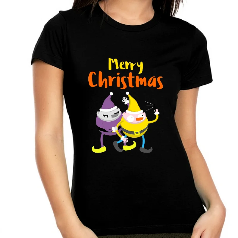 Funny Elfs Funny Christmas Shirts for Women X-Mas Gift Christmas Clothes for Women Funny Christmas Shirt Handmade Hand-knitted Hand-woven