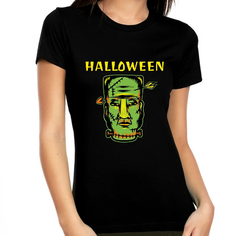 Funny Frankenstein Shirt Funny Halloween T Shirts for Women Halloween Shirts for Women Halloween Costumes for Women Thin T-Shirt Open Front Quick Dry
