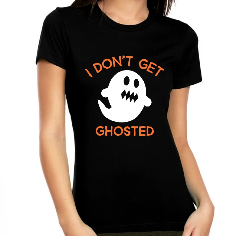 Funny Ghost Halloween Tshirts Women Halloween Tops Ghost Halloween Shirts for Women Halloween Gift for Her Cotton Fabric Linen Fabric Terry Fabric