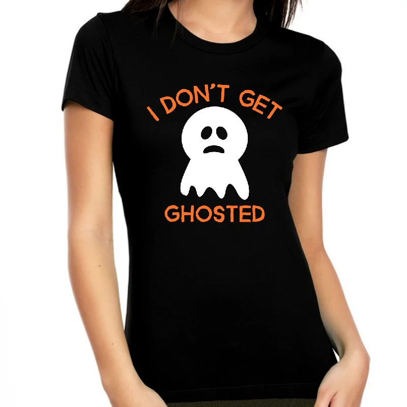 Funny Ghost Halloween Tshirts Women Halloween Tops Womens Halloween Shirts Halloween Clothes for Women Notch Collar Peter Pan Collar Cowl Neck