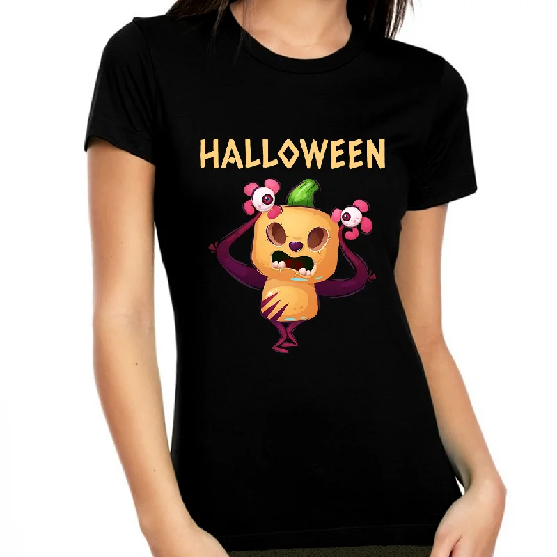 Funny Monster Halloween Shirts for Women Monster Halloween Shirts for Women Halloween Costumes for Women Print Jacquard Patchwork