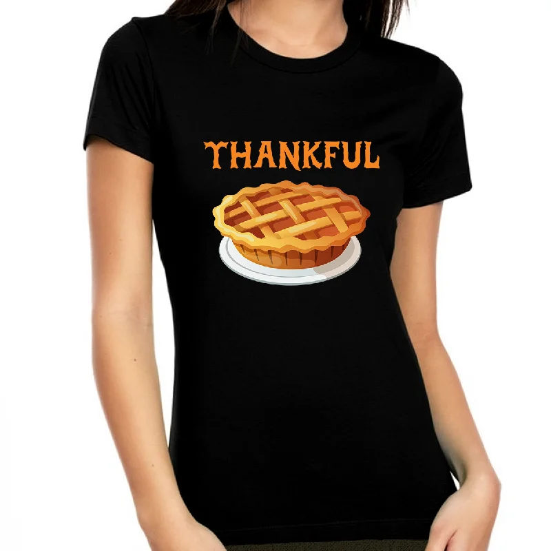 Funny Thanksgiving Shirts for Women Thanksgiving Gifts Fall Tops for Women Fall Pie Thanksgiving Shirt Oversized T-Shirt Spandex breathable