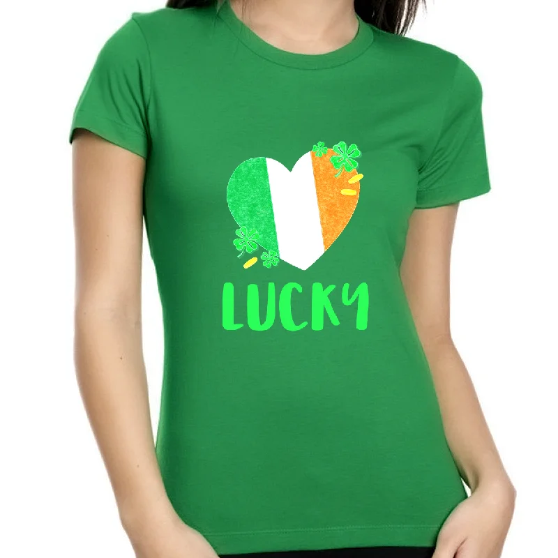 Ireland Shirt St Patricks Day Shirt Women Irish Flag Shirt St Patricks Day Shirt Irish Shirts for Women Notch Collar Peter Pan Collar Cowl Neck