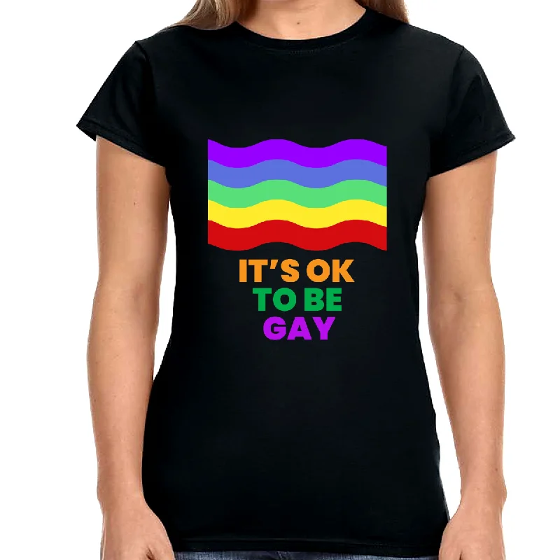 It's OK to Be Gay Equality Human Rights LGBT Pride Rainbow Womens Shirts Striped Floral Plaid