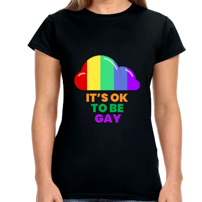 It's OK to Be Gay Equality LGBT Pride Rainbow Lesbian Gay Shirts for Women Jersey Fabric Tulle Fabric Batik Fabric
