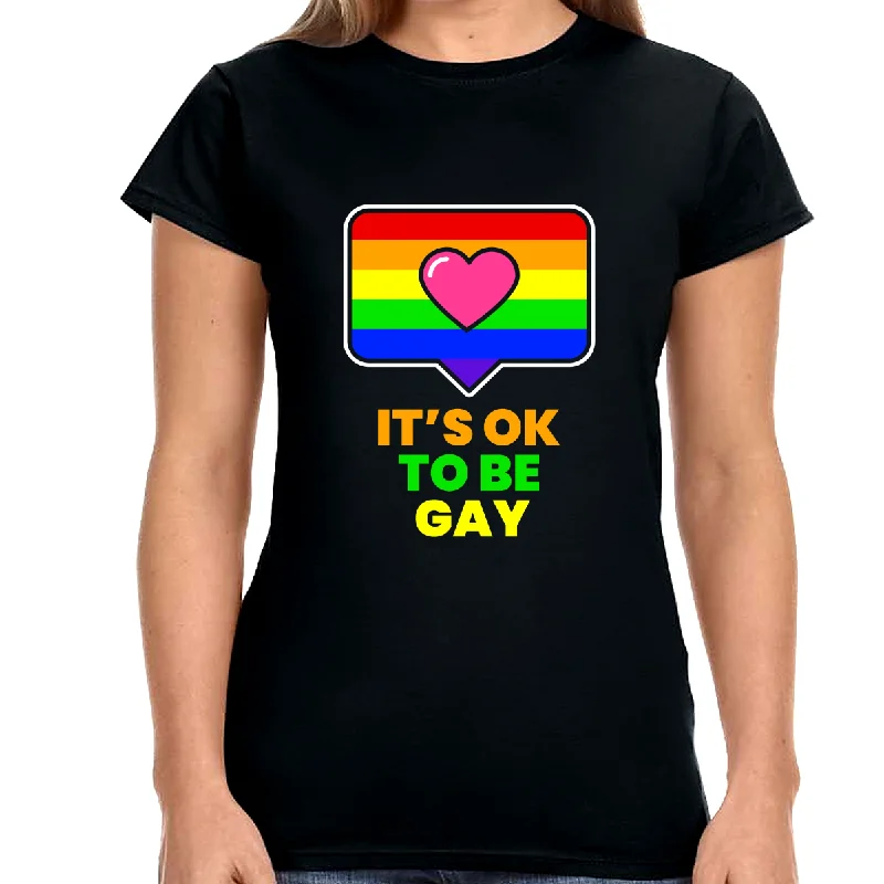 It's OK to Be Gay LGBT Lesbian Gay Bisexual Transgender Gay Shirts for Women Spandex Blend Rayon Blend Denim Blend